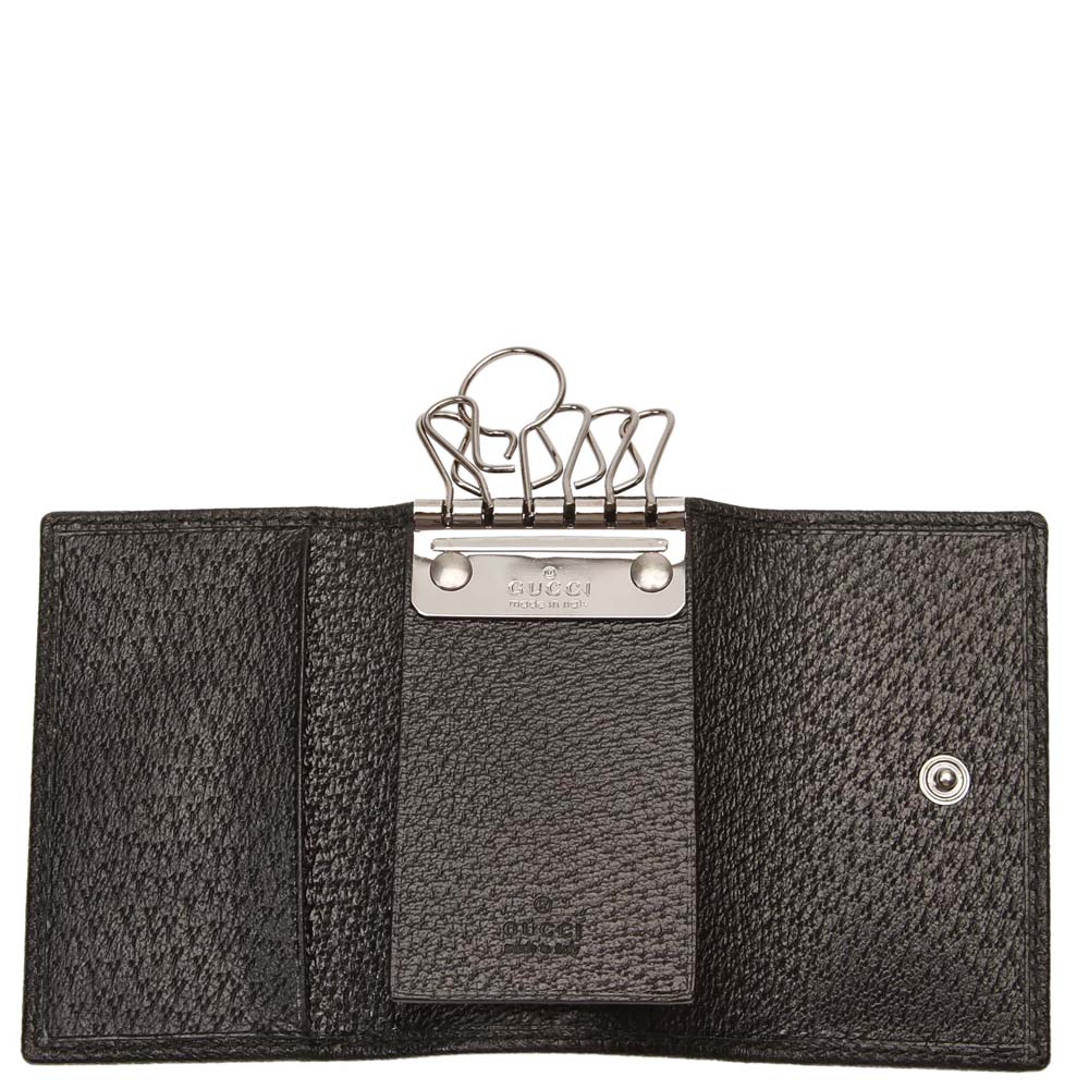 

Gucci Black Leather Web Key Holder