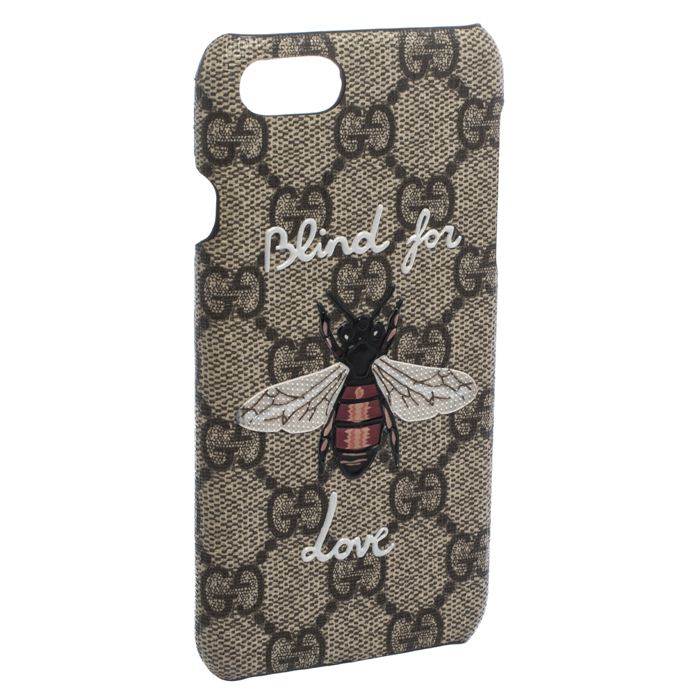 

Gucci Beige GG Supreme Canvas Blind For Love iPhone 7 Case