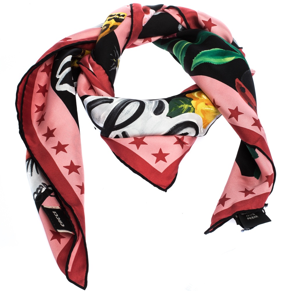 

Gucci Black Jakam Print Silk Square Scarf