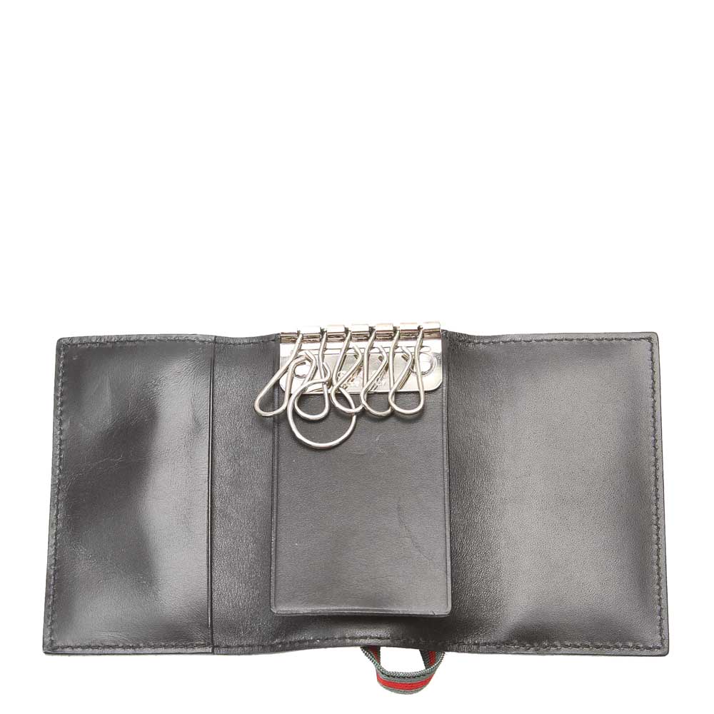 

Gucci Black Leather Web Key Holder