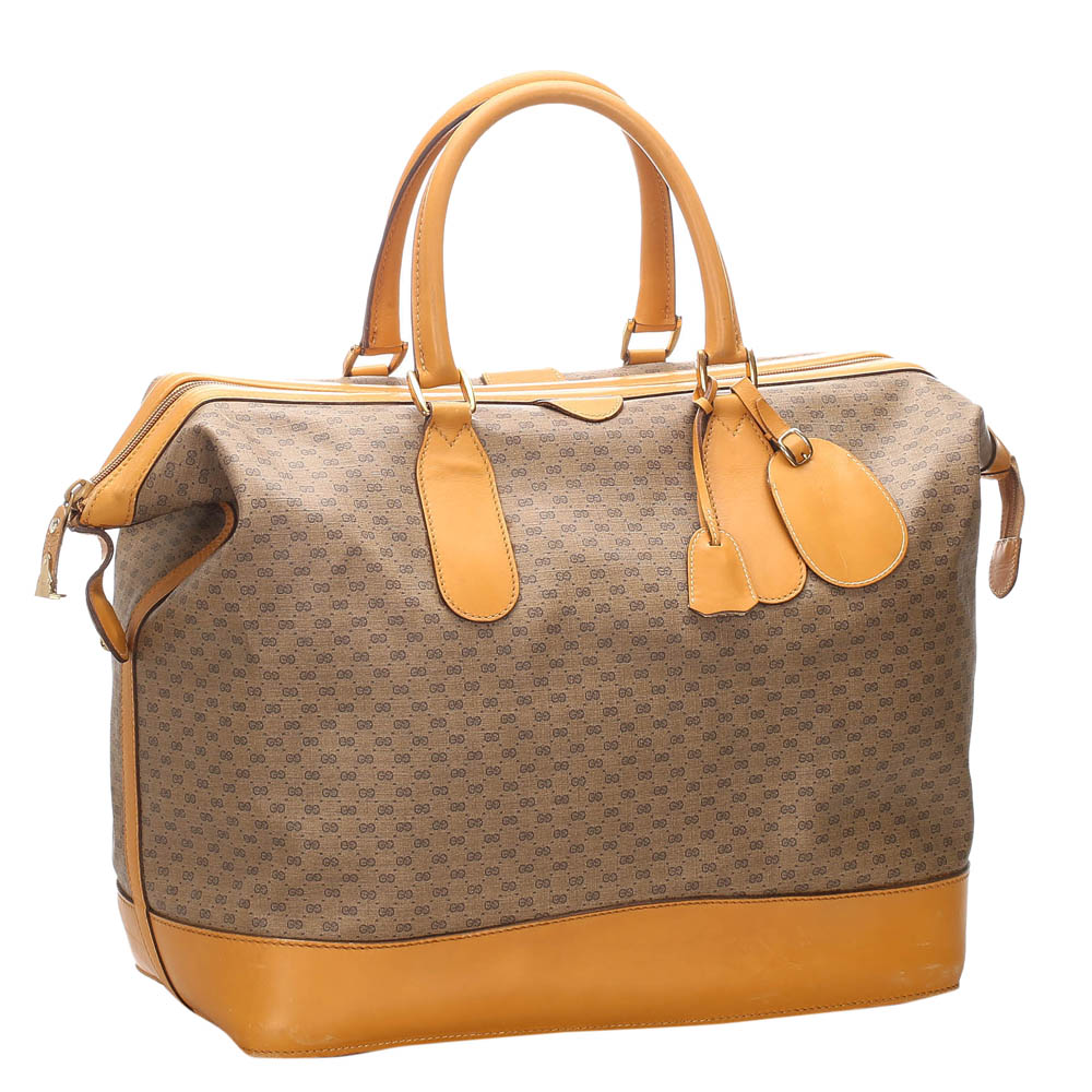 

Gucci Brown Micro GG Coated Canvas Travel Bag, Beige