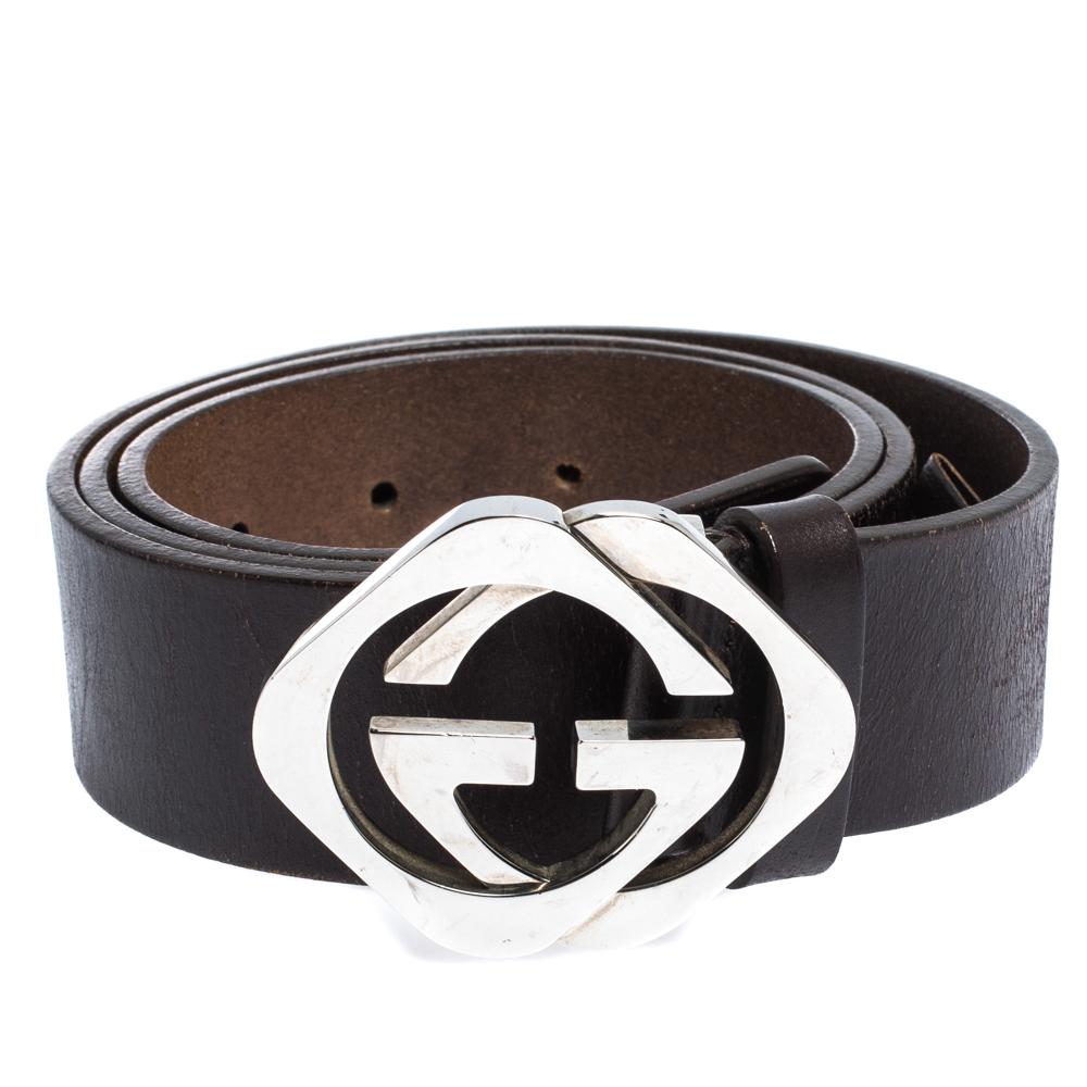 

Gucci Dark Brown Leather Double Square G Buckle Belt
