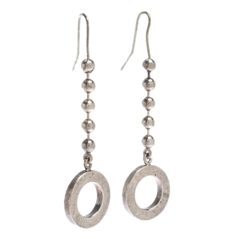 

Gucci Bead Silver Drop Hook Earrings