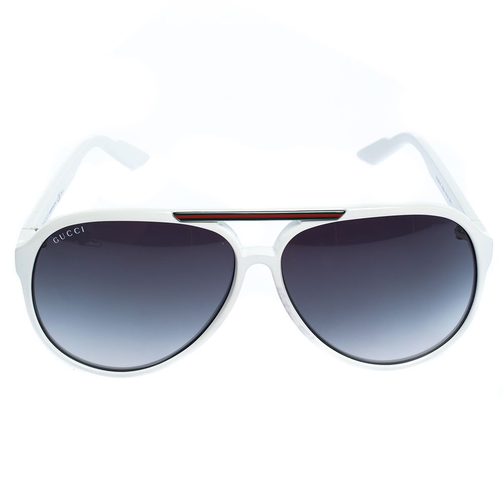 

Gucci White/Dark Green Gradient VK6JJ Web Sunglasses