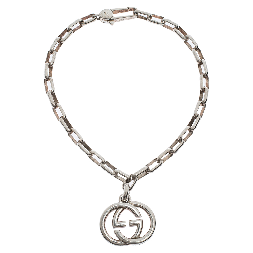 

Gucci GG Interlocking Silver Chain Link Bracelet