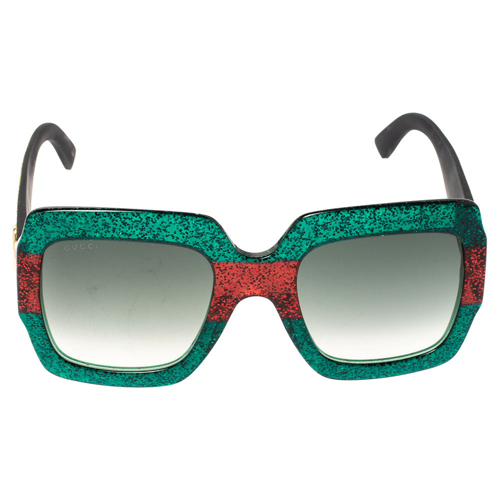 

Gucci Multicolor Gradient GG0102S Pop Glitter Iconic Oversize Square Sunglasses