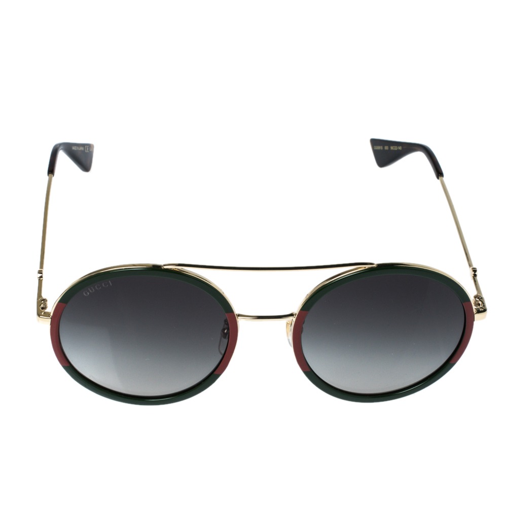 

Gucci Green & Red /Green Gradient GG0061S Round Sunglasses