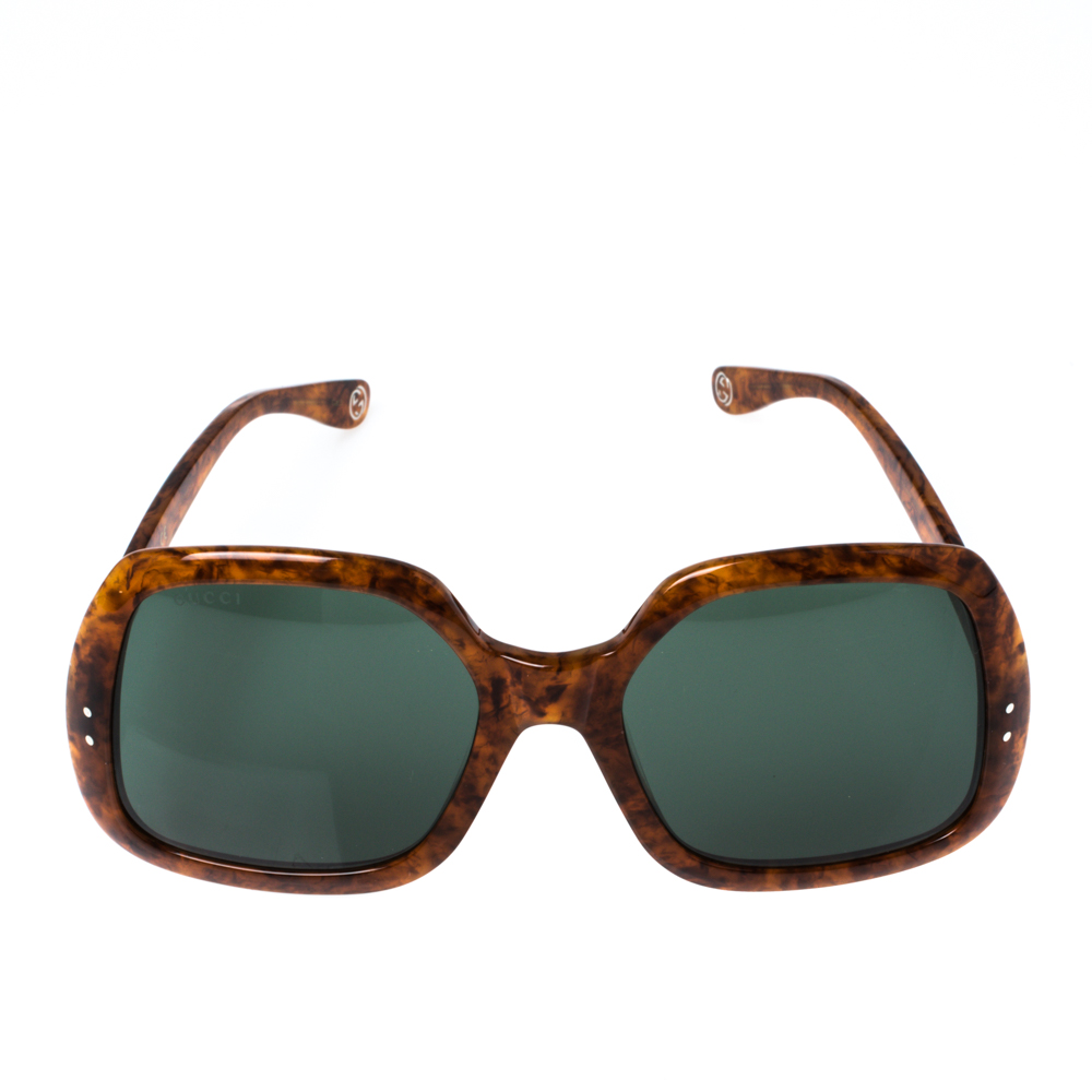 

Gucci Honey Havana/ Green GG0625S Oversized Square Sunglasses