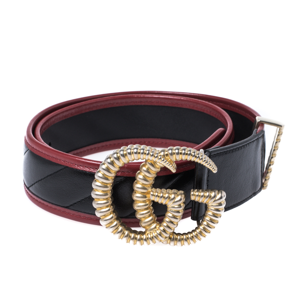 

Gucci Black/Red Leather Torchon Double G Buckle Belt