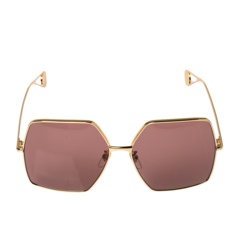 

Gucci Gold Tone/ Rose Pink GG0536S Oversize Sunglasses