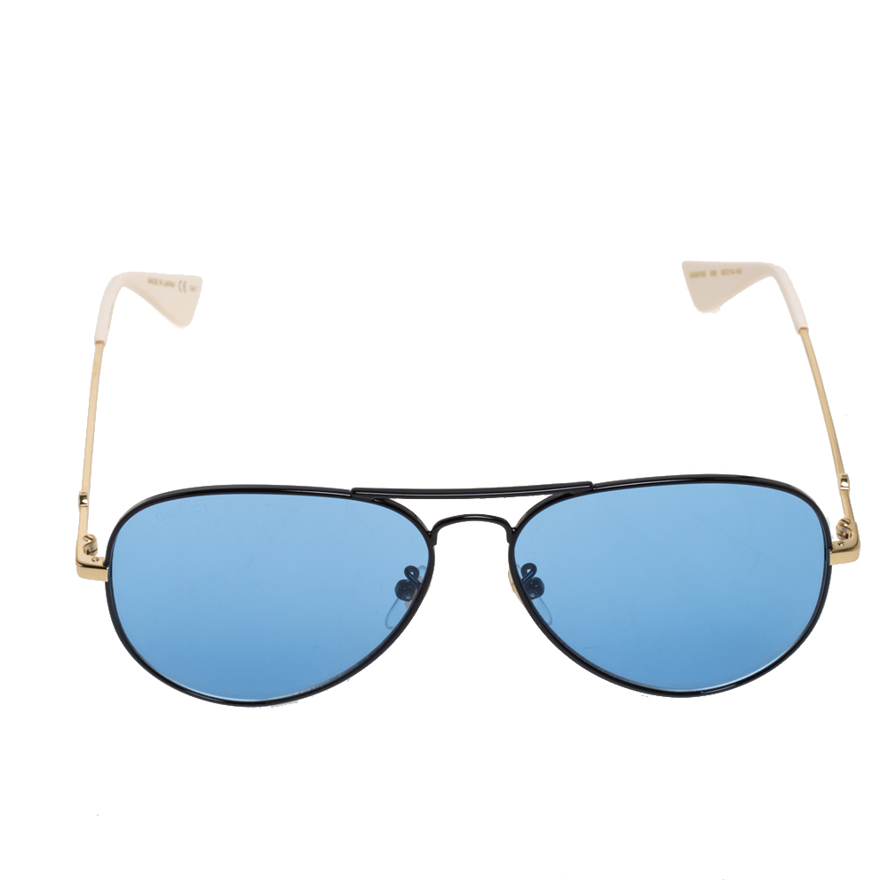 

Gucci Black & Gold / Blue GG0515S Aviator Sunglasses