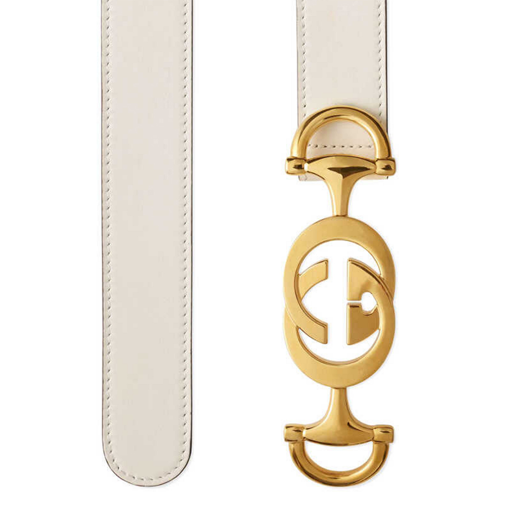 

Gucci White Leather Horsebit-Buckle Belt