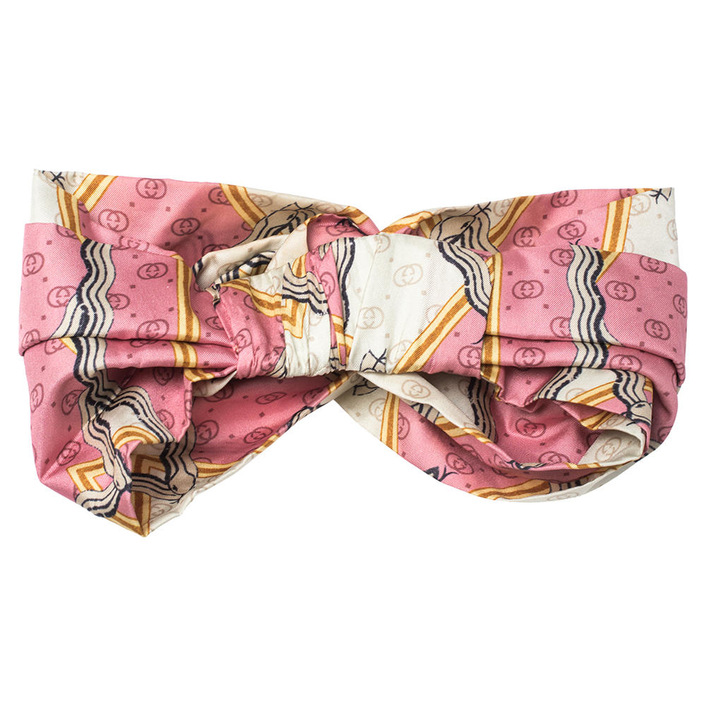 

Gucci Pink Snake Rhombus Print Silk Headband