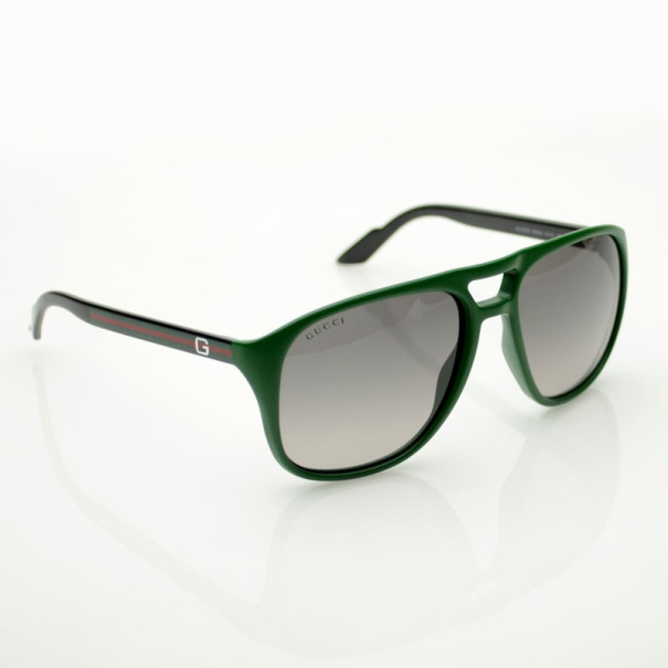 Pre Owned Gucci Green Square Aviators