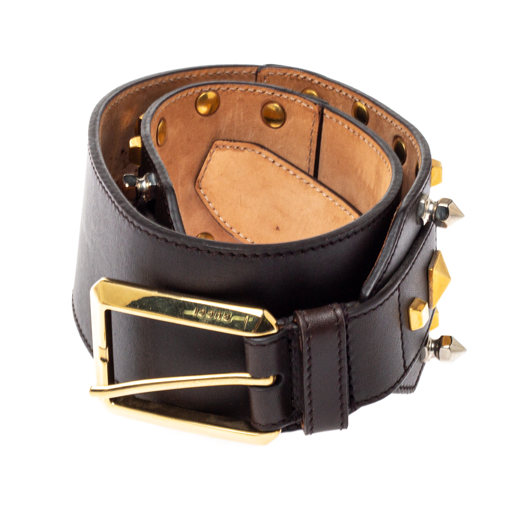 

Gucci Dark Brown Leather Multi Studded Belt