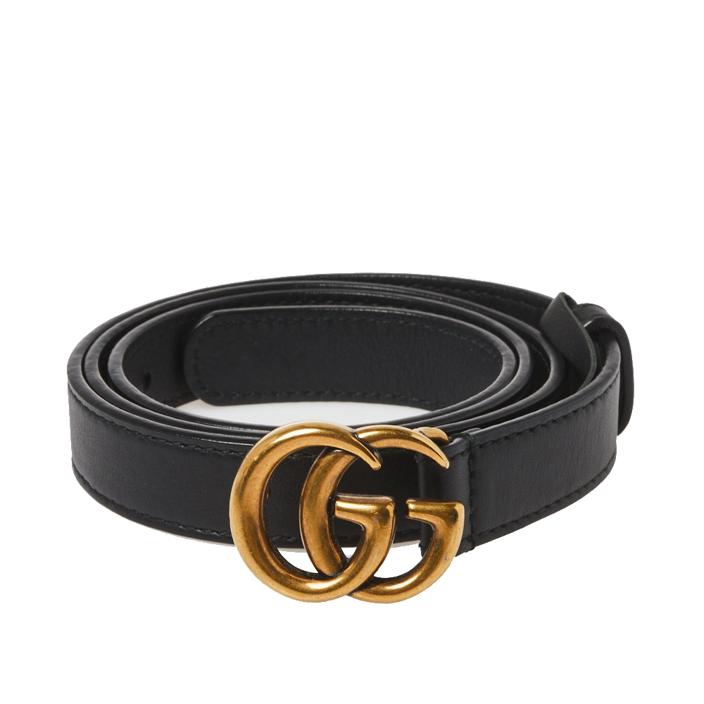 

Gucci Black Leather GG Marmont Belt