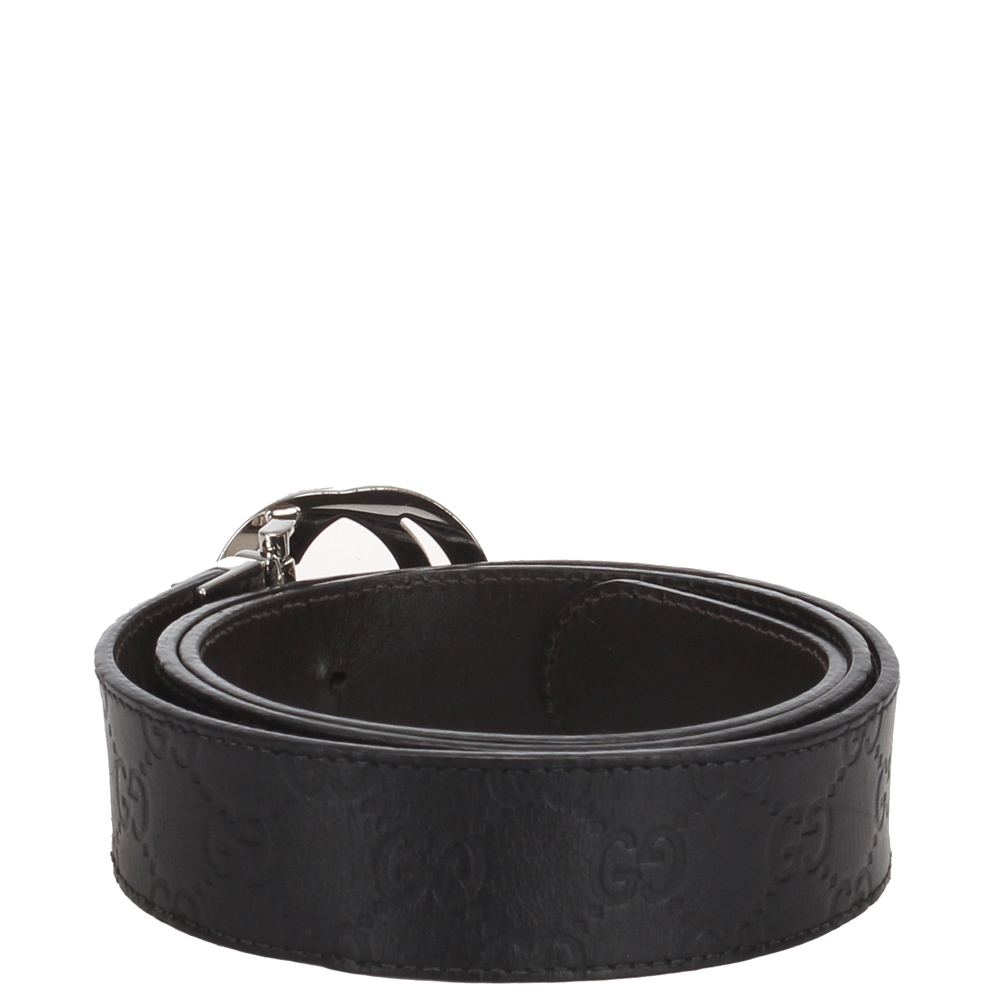 

Gucci Black Leather Guccissima Interlocking G Belt