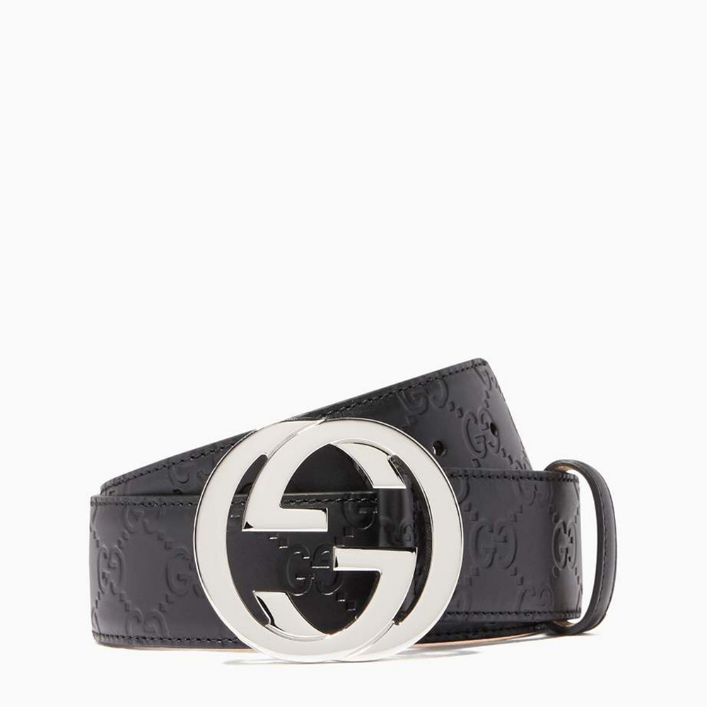 Pre-owned Gucci Black Leather Signature Gg Belt