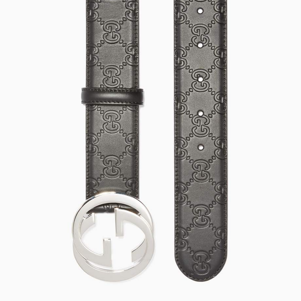 

Gucci Black Leather Signature GG Belt