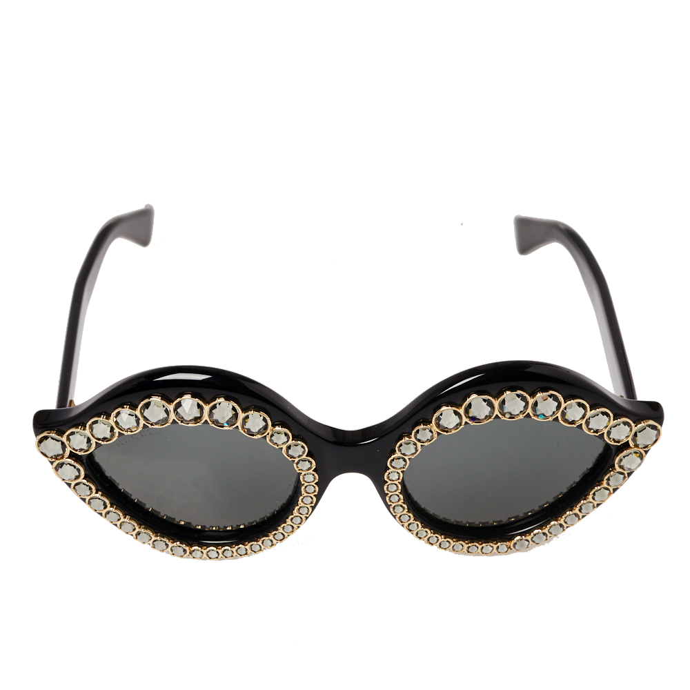 

Gucci Black Crystal Studded / Grey GG3867/S Cat Eye Sunglasses