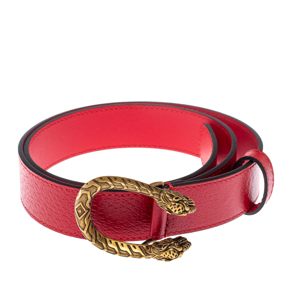 

Gucci Red Leather Dionysus Buckle Belt
