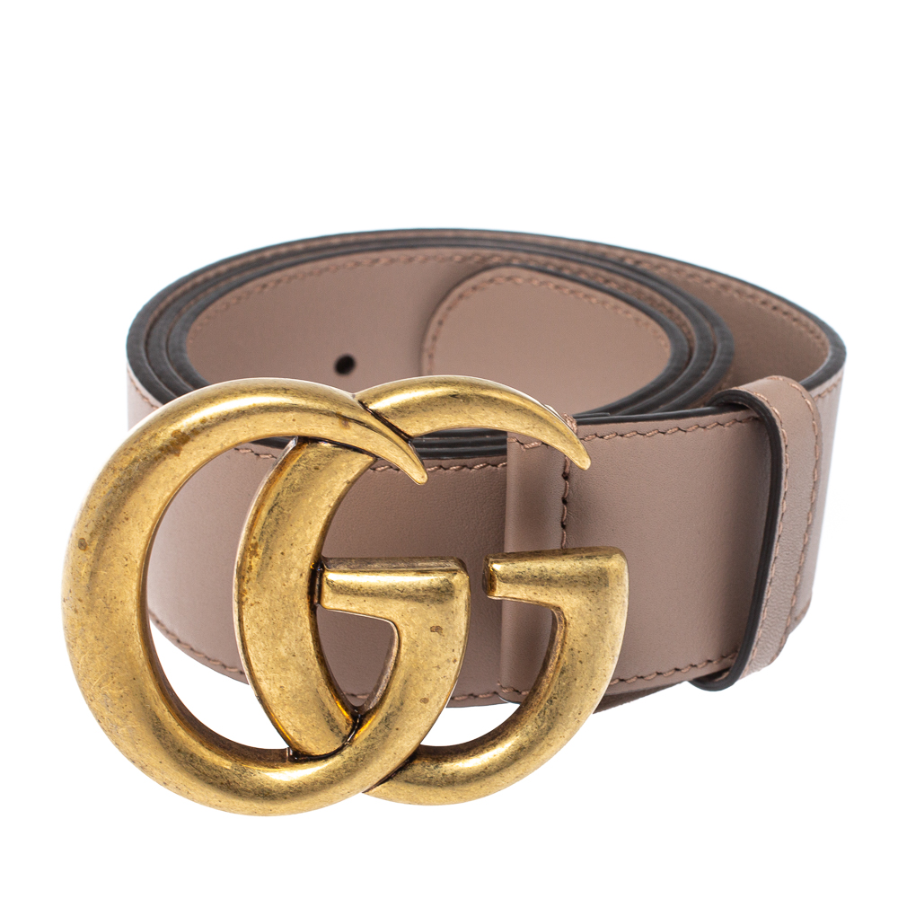 

Gucci Beige Leather GG Marmont Buckle Belt