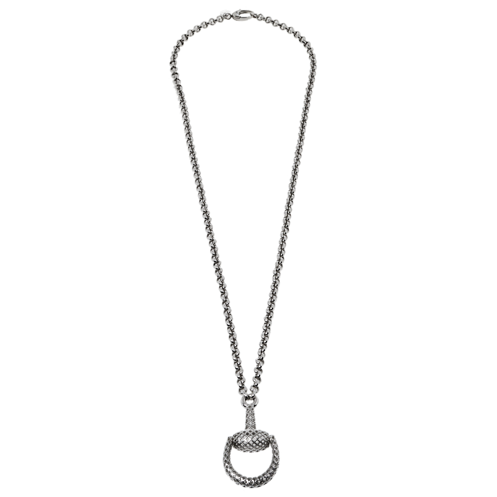 

Gucci Sterling Silver Horsebit Diamantissima Pendant Necklace