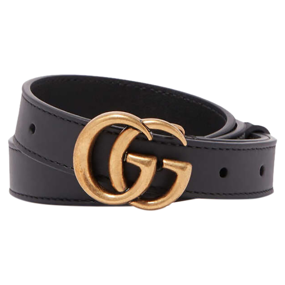 

Gucci Black Leather Double G Buckle Belt