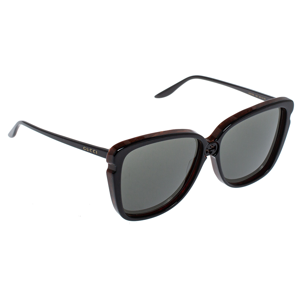 Pre-owned Gucci Black /grey Gg0709s Oversized Sunglasses