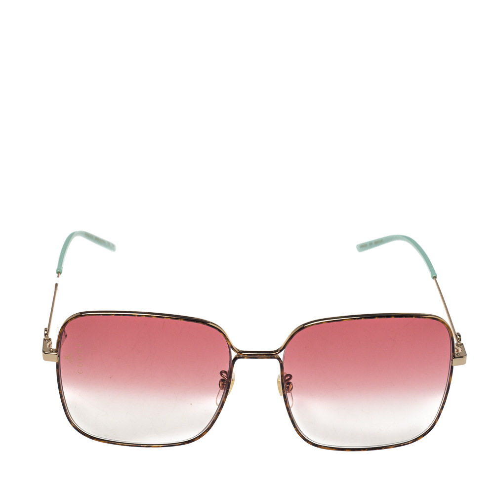 

Gucci Havana Gold Pink Gradient GG0443S Square Sunglasses