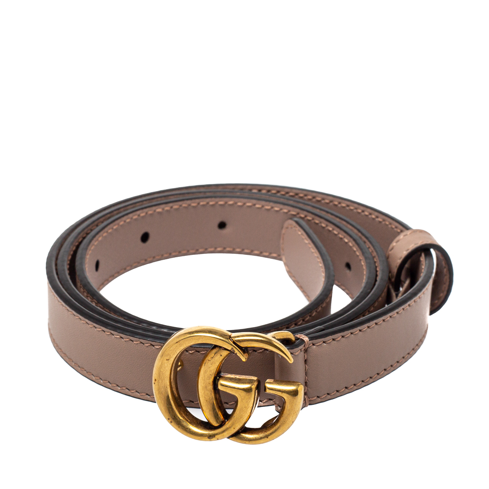 

Gucci Beige Leather GG Marmont Slim Belt