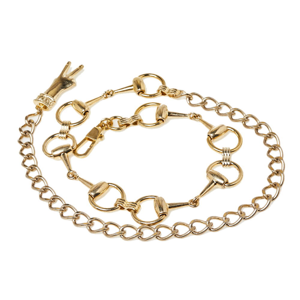 

Gucci Gold Metal Horsebit Chain Belt