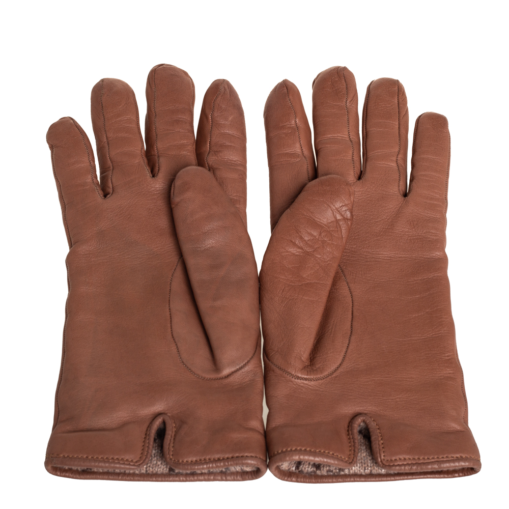 

Gucci Brown Soft Leather Interlocking G Gloves Size