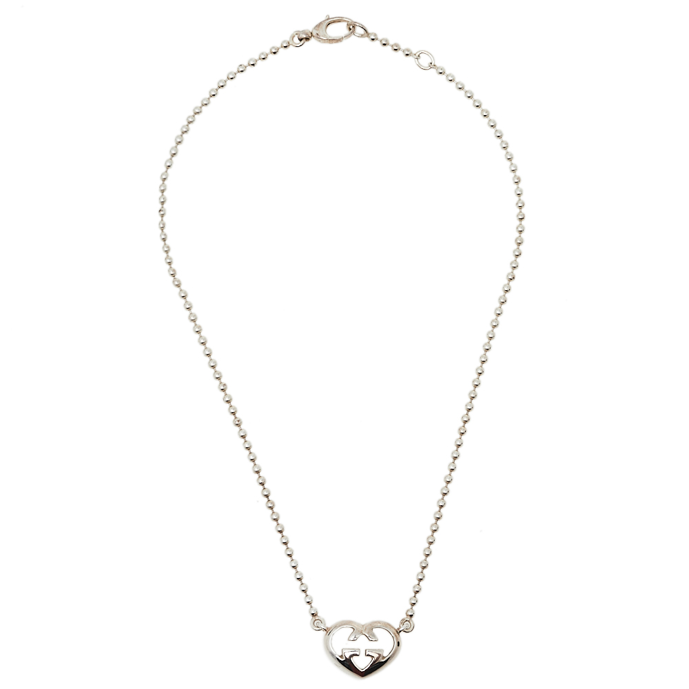

Gucci Sterling Silver Love Britt Heart Pendant Necklace