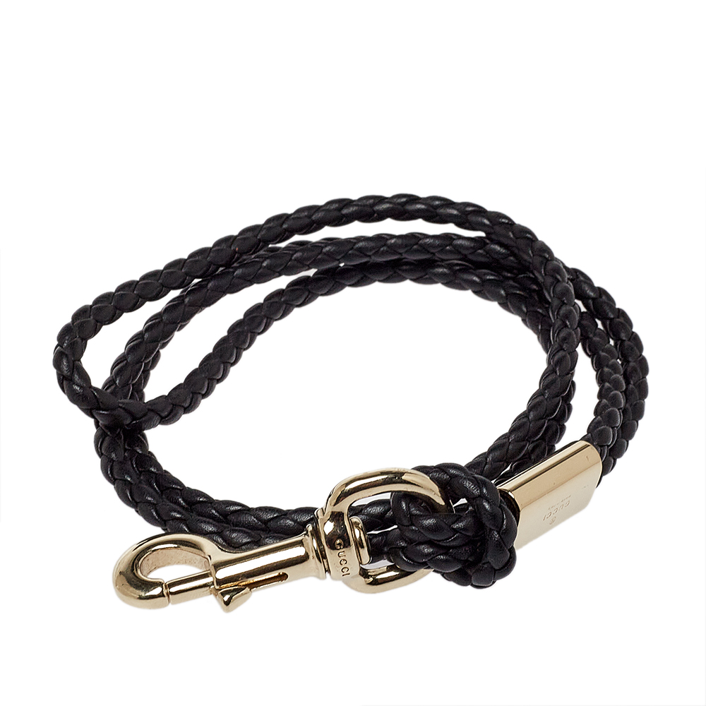 

Gucci Black Braided Leather Lanyard Key Fob