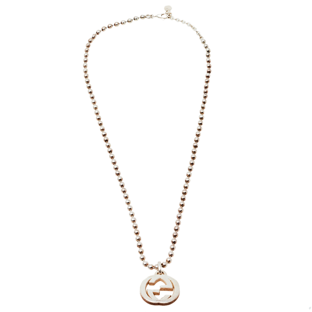 

Gucci Sterling Silver Interlocking GG Pendant Necklace