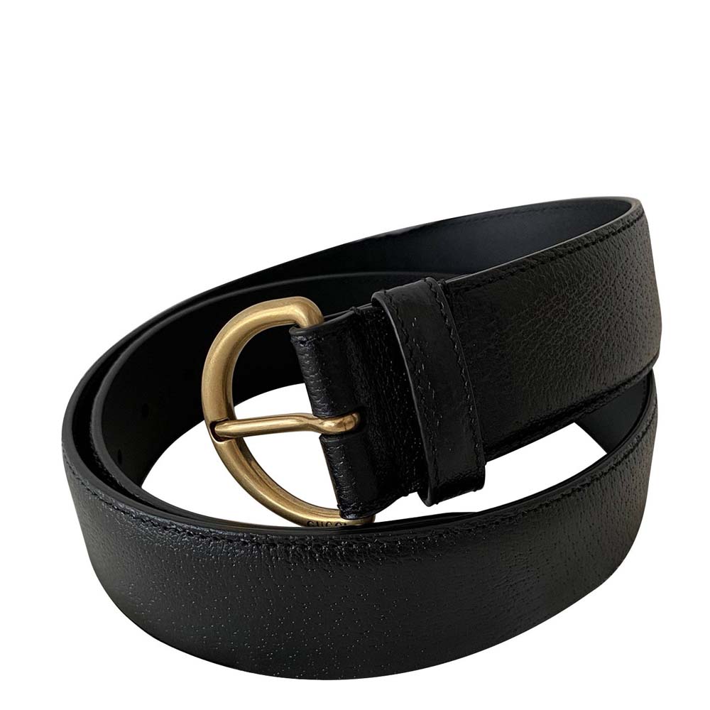 Pre-owned Gucci Black Leather Buckle Belt