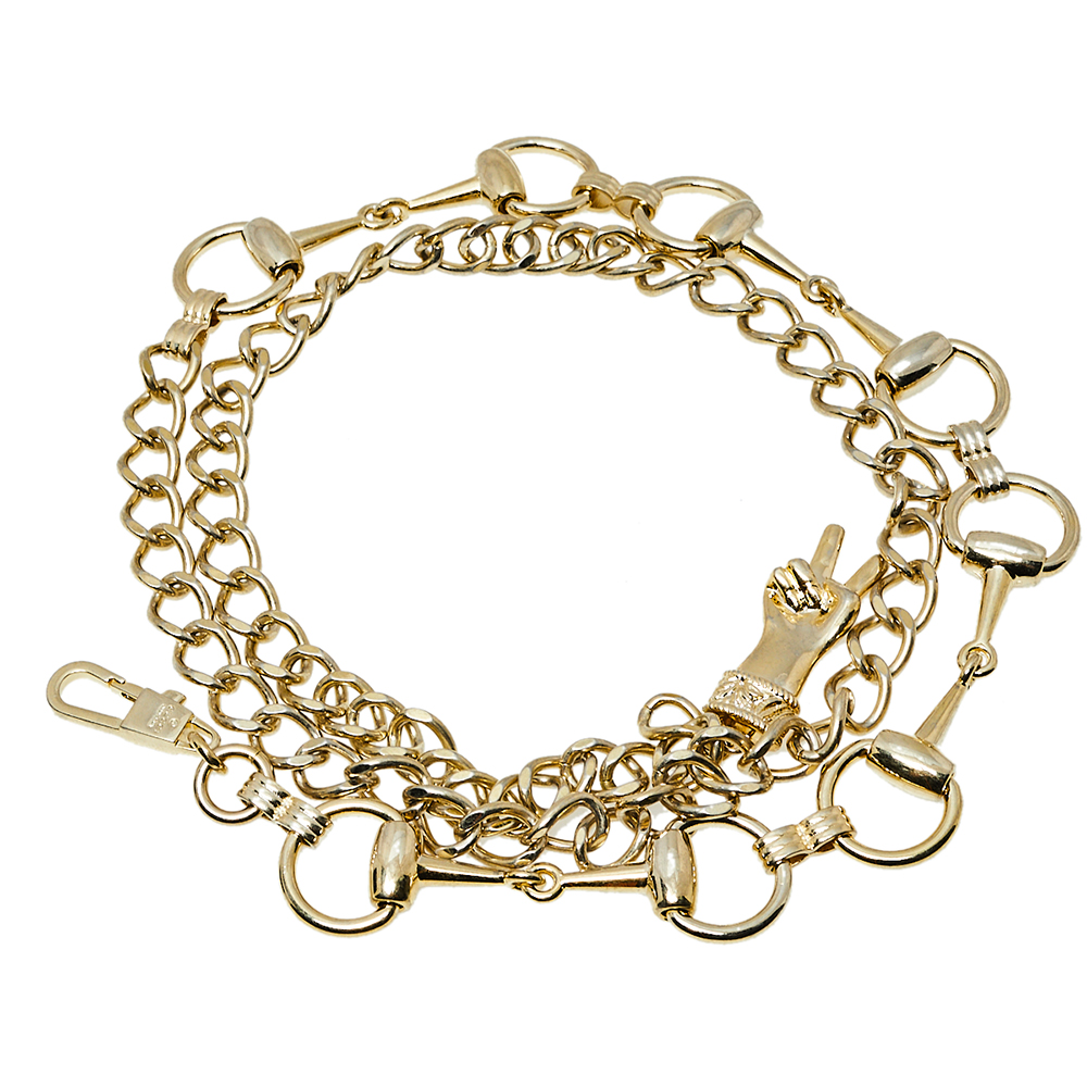 

Gucci Gold Tone Horsebit Chain Belt