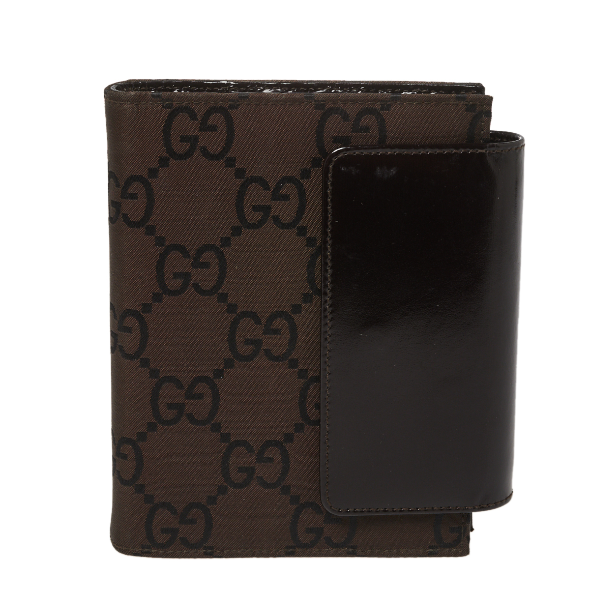 Pre-owned Gucci Brown Gg Nylon And Leather Agenda Planner