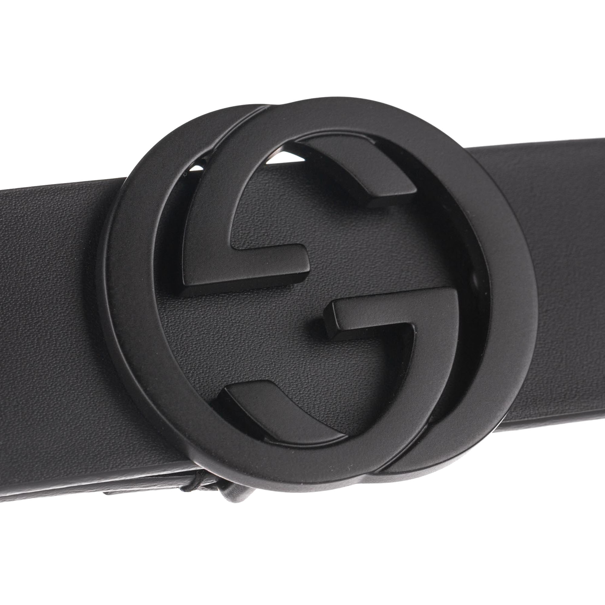 

Gucci Black Leather GG Belt