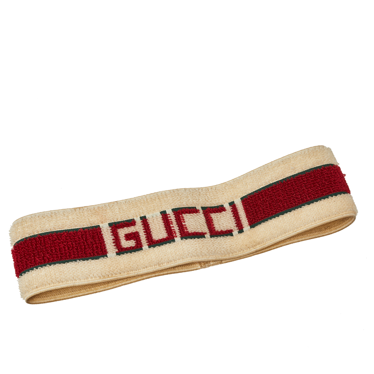 

Gucci Cream Striped Logo Terry Elastic Head Band