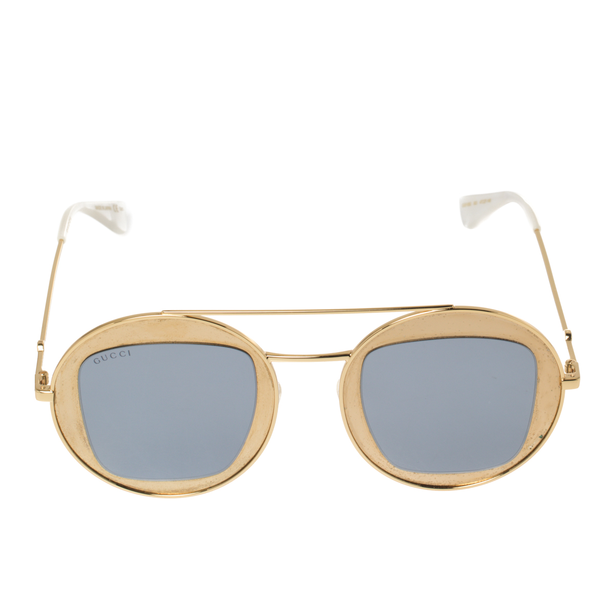 

Gucci Gold/Blue GG0105S Gradient Round Sunglasses