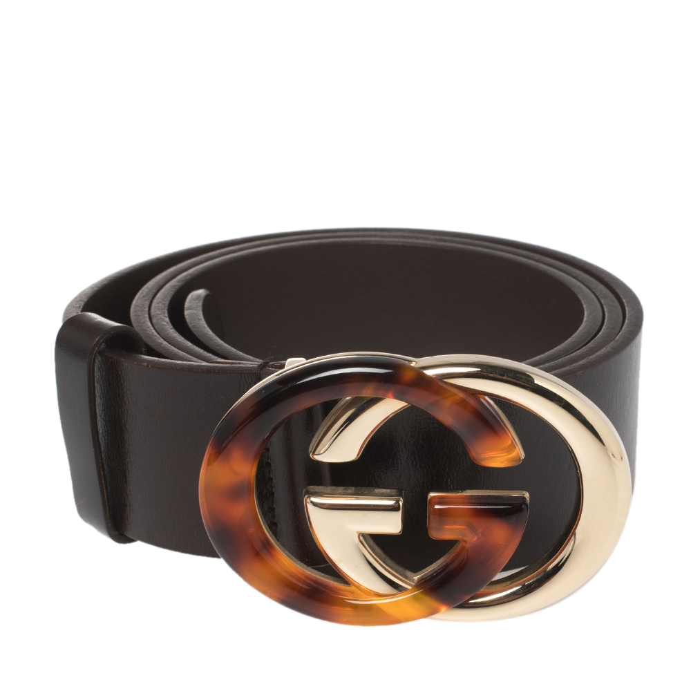 

Gucci Dark Brown Leather GG Buckle Belt