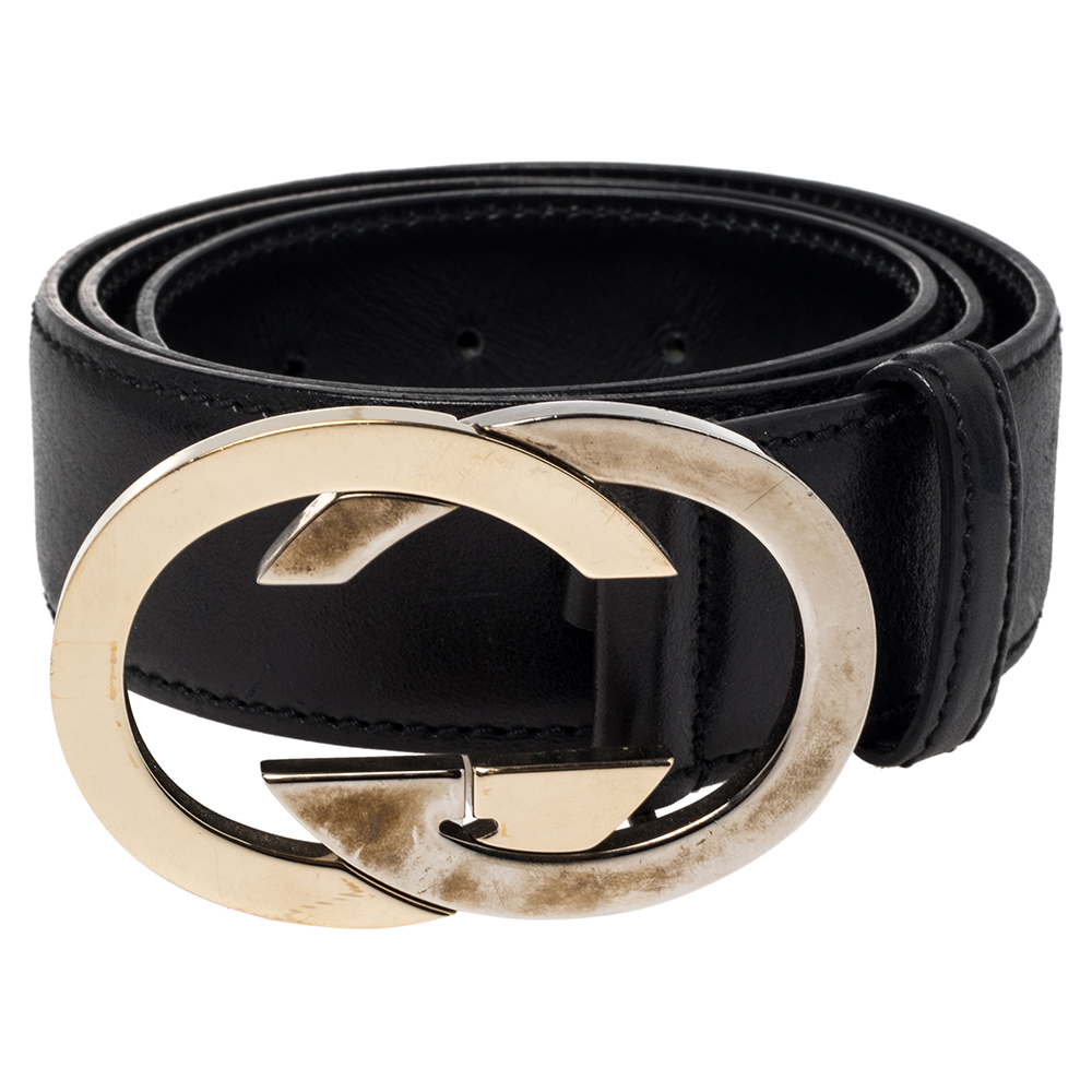 

Gucci Black Leather Double G Buckle Belt