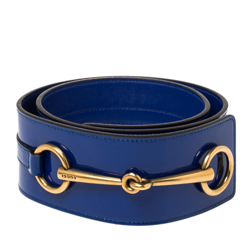 

Gucci Blue Patent Leather Horsebit Waist Belt