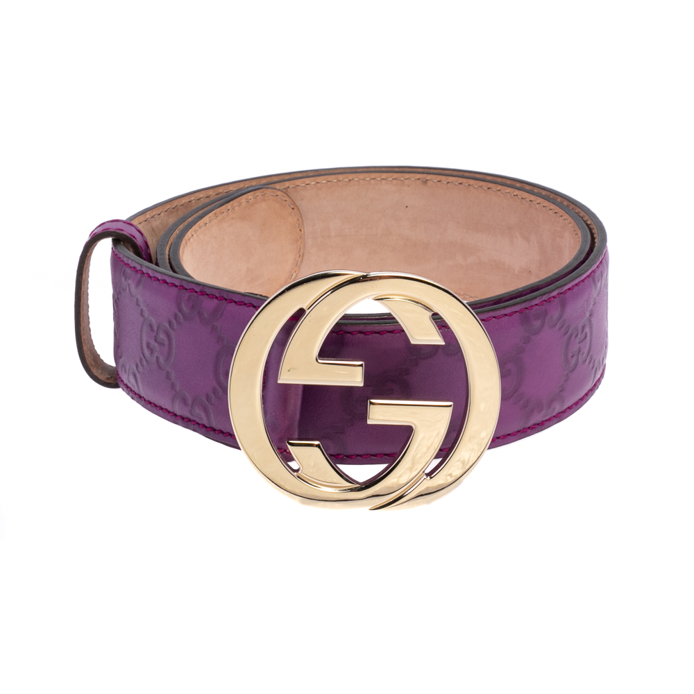 

Gucci Purple Guccissima Leather Interlocking G Buckle Belt