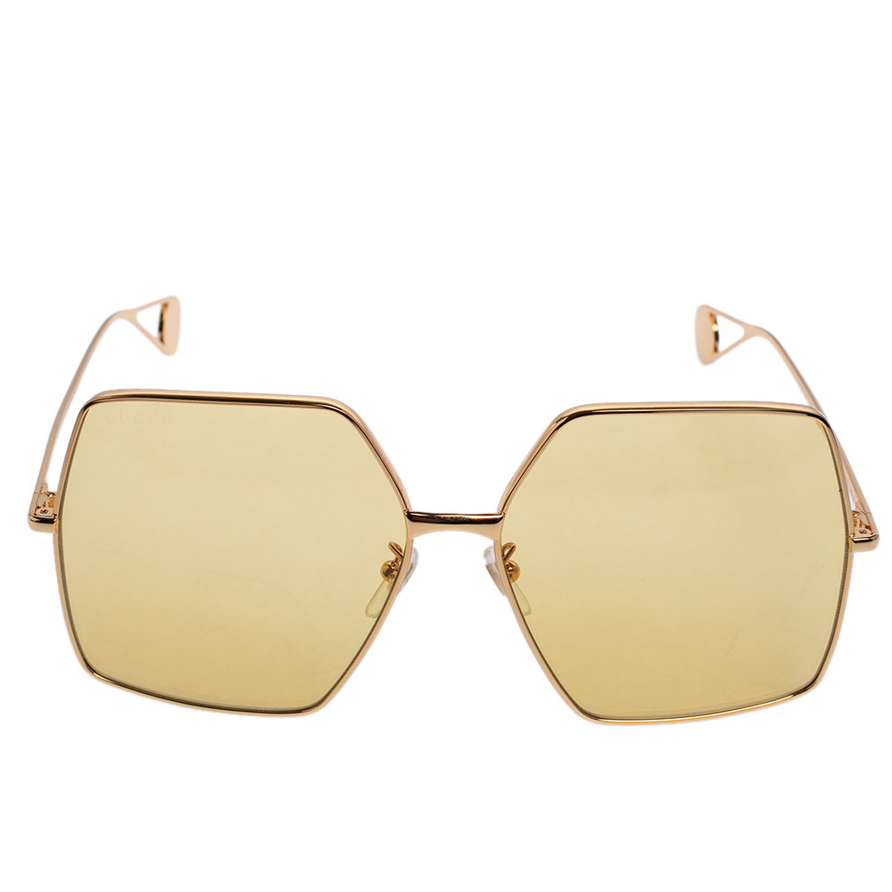 

Gucci Gold Tone/Yellow GG0536S Oversized Sunglasses
