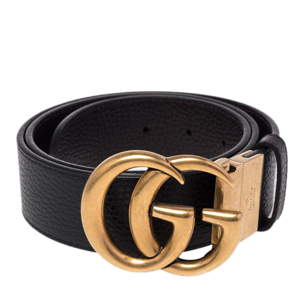 

Gucci Black/Brown Leather Double G Buckle Reversible Belt