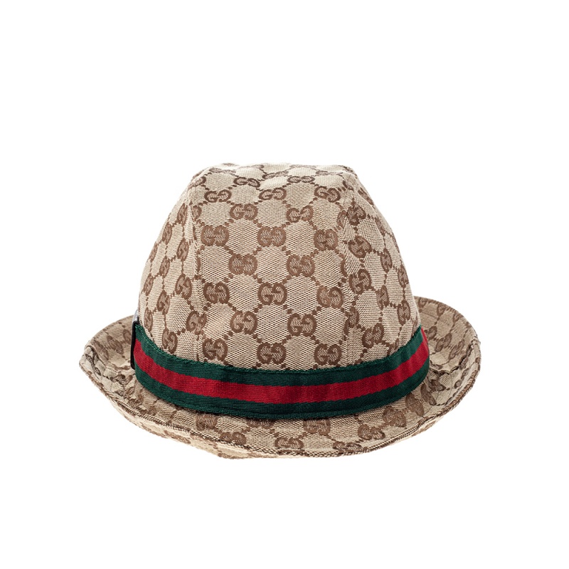 

Gucci Beige Web Detail GG Canvas Bucket Hat