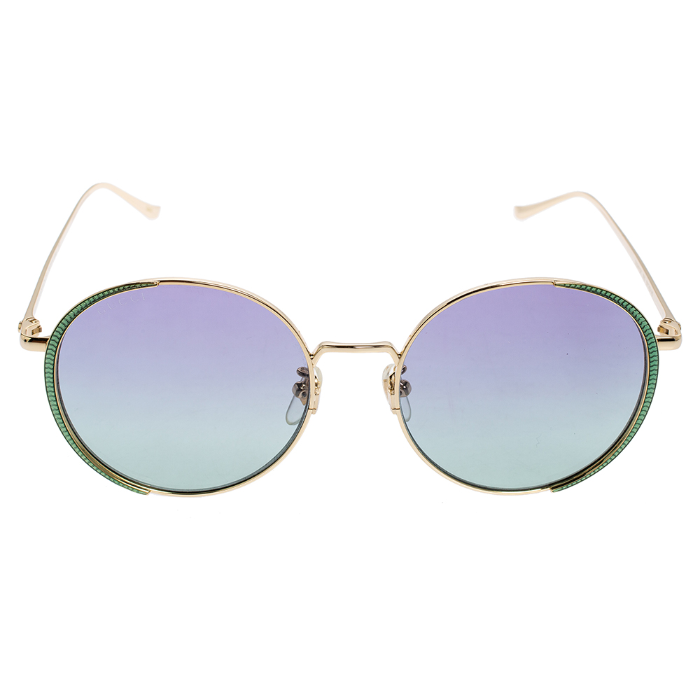 

Gucci Green/Gold Metal Tone FF 0401 SK Round Sunglasses